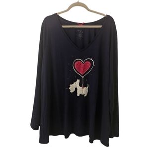 Multi-Coloured Addition-Elle Déesse Women's Dog w/Heart Long Sleeve Pajama Top